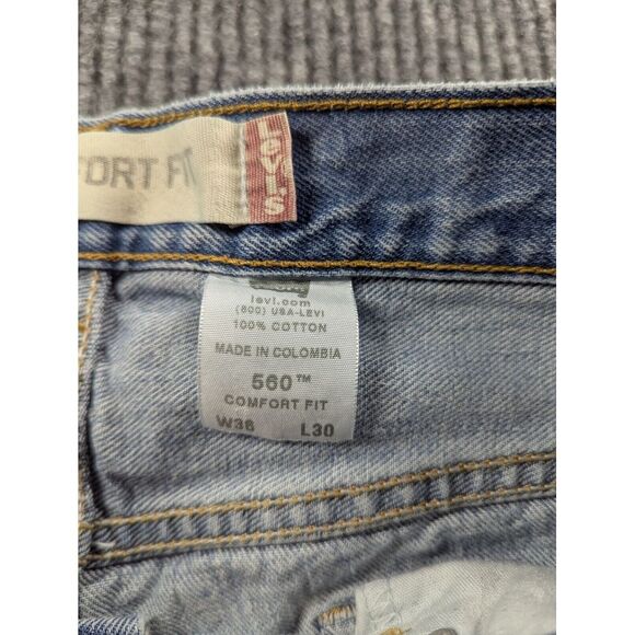 Vintage Levis 560 Jeans Men 36x30 Blue Comfort Fit Loose Skater Grunge Y2K 34x28 - Picture 5 of 16